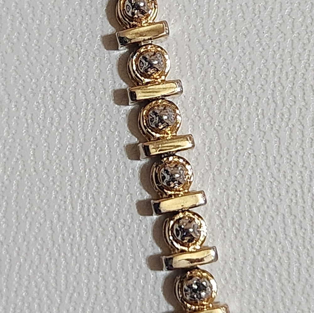 Vintage Gold Tone Sterling Silver Tennis Bracelet - Picture 11 of 11